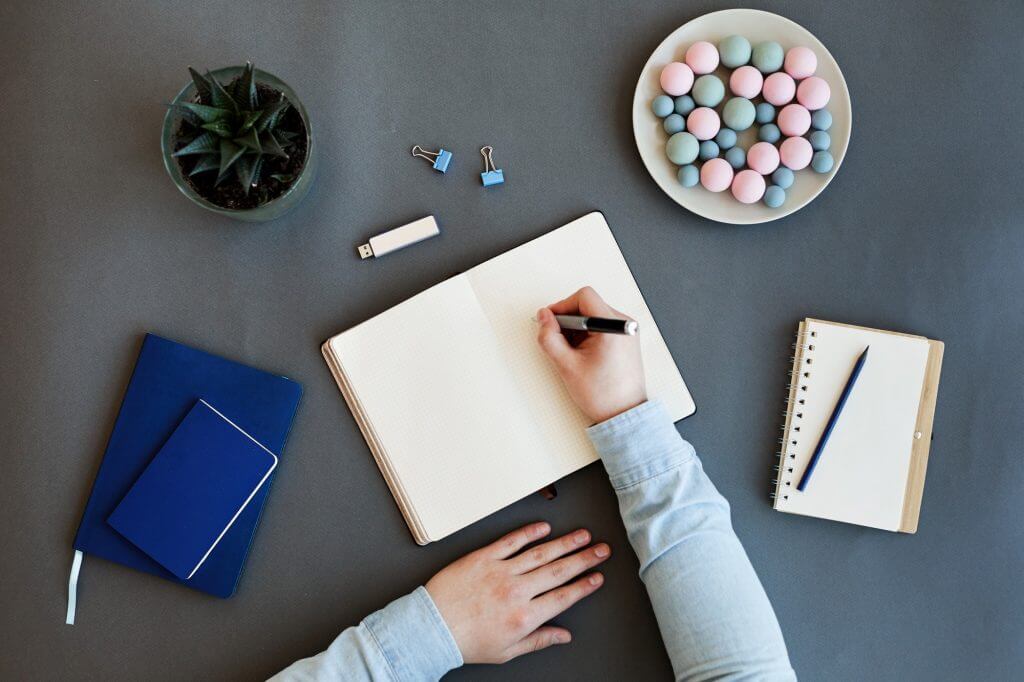 Writing tasks down in diary